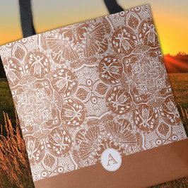 Monogram Grasshoppers Mandala Tote Bag Tasche
