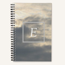 Monogram, Grau and White Clouds 5.5"x8.5" Notebook
