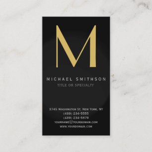 Monogram Grau Black Modern Simple Business Card Visitenkarte