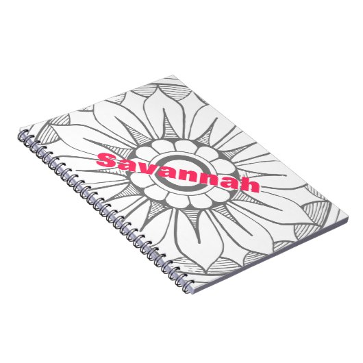 Monogram Grau-Rosa Modernes Medallion-Muster Notizblock (Rechte Seite)