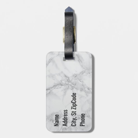 Monogram, Grau, Schwarz und Grau-Marmor Gepäckanhänger (Rückseite vertikal)