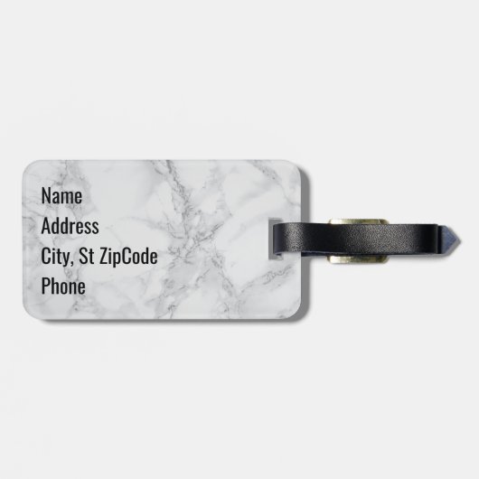 Monogram, Grau, Schwarz und Grau-Marmor Gepäckanhänger (Rückseite horizontal)