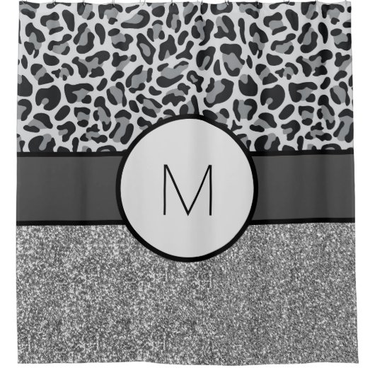 Monogram graue Duschvorhänge Duschvorhang (Vorderseite)