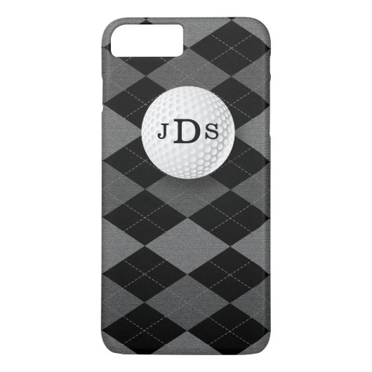 Monogram Graue Raute, Golf Ball iPhone 7 Case (Rückseite)