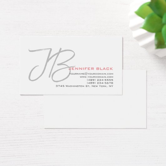 Monogram Graue Schlichte Kalligraphieschrift (Schreibtisch)