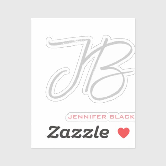 Monogram Graue Schlichte Kalligraphieschrift Aufkleber (Blatt)