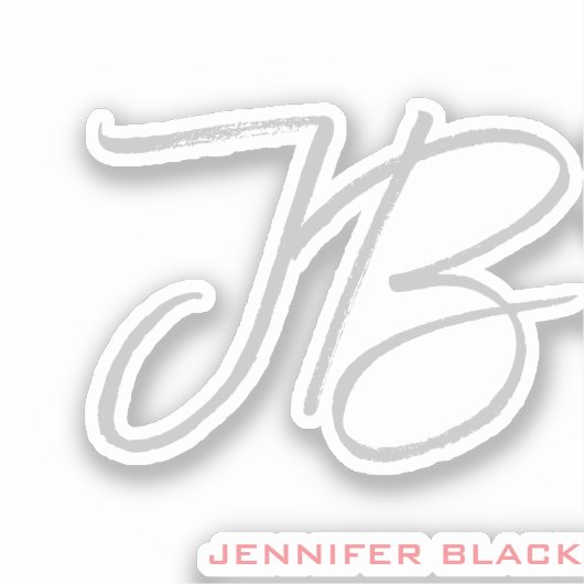 Monogram Graue Schlichte Kalligraphieschrift Aufkleber (Vorderseite)