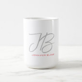 Monogram Graue Schlichte Kalligraphieschrift Kaffeetasse (Mittel)