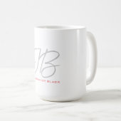 Monogram Graue Schlichte Kalligraphieschrift Kaffeetasse (VorderseiteRechts)