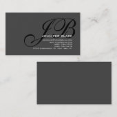 Monogram Graue schwarze Farbton Business Card Visitenkarte (Vorne/Hinten)