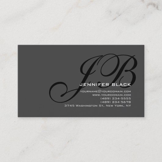 Monogram Graue schwarze Farbton Business Card Visitenkarte (Vorderseite)