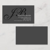 Monogram Graue schwarze Farbton Business Card Visitenkarte (Vorne/Hinten)