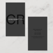Monogram graue schwarze Visitenkarte (Vorne/Hinten)