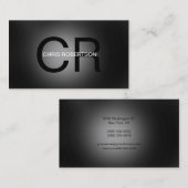Monogram graue schwarze Visitenkarte (Vorne/Hinten)