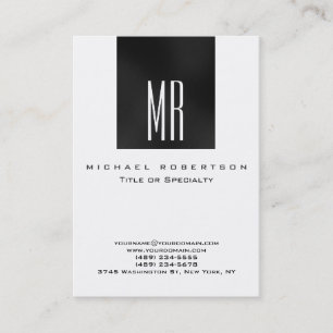 Monogram Graue Strip White Chubby Business Card Visitenkarte