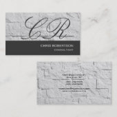 Monogram Graue Wall Brick Design Business Card Visitenkarte (Vorne/Hinten)