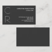 Monogram graue weiße Visitenkarte (Vorne/Hinten)