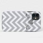Monogram Graue Zickzack und Herz Design Handy Case (Rückseite (Horizontal))