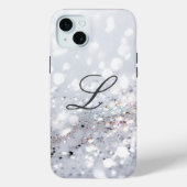 Monogram Grauer glamouröser Glitzer Case-Mate iPhone Hülle (Rückseite)