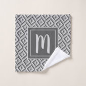 Monogram Graues Dreikantmuster Badhandtuch Set (Waschlappen)