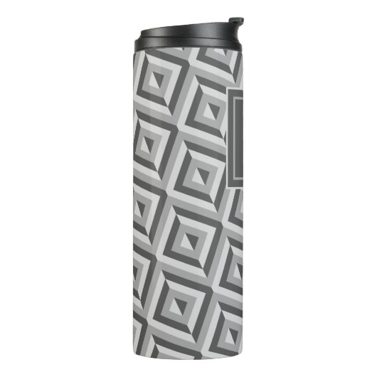 Monogram Graues Dreikantmuster Thermosbecher (Nach links gedreht)
