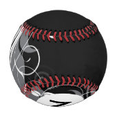 Monogram Graues florales Muster auf schwarz Baseball (Rückseite)