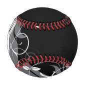 Monogram Graues florales Muster auf schwarz Baseball (Vorderseite)