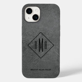 Monogram Graues Leder Case-Mate iPhone Case
