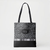 Monogram Graues Leopard Muster Tasche (Vorderseite)