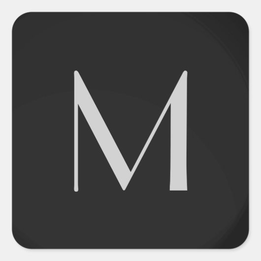 Monogram Gray Black Modern Fügen Sie Ihren Namen z Quadratischer Aufkleber (Vorderseite)