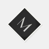Monogram Gray Black Modern Fügen Sie Ihren Namen z Serviette (Ecke)