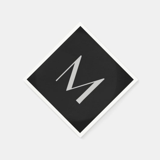 Monogram Gray Black Modern Fügen Sie Ihren Namen z Serviette (Ecke)