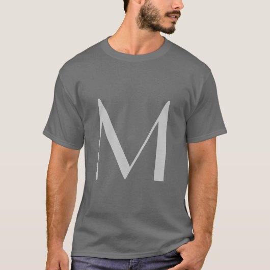 Monogram Gray Black Modern Fügen Sie Ihren Namen z T-Shirt (Vorderseite)