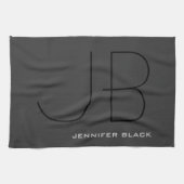 Monogram Gray Black Modern Initial Letters Name Geschirrtuch (Horizontal)
