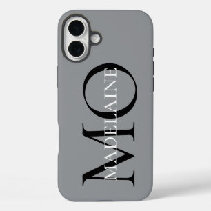 Monogram Gray Black Personal iPhone 16 Plus Hülle