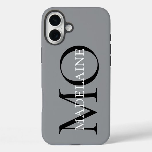 Monogram Gray Black Personal Case-Mate iPhone Hülle (Rückseite)