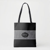 Monogram Gray Burlap auf Black Tasche (Vorderseite)
