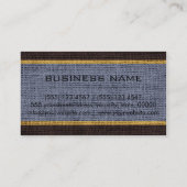 Monogram Gray Burlap Linen Rustic Jute Visitenkarte (Rückseite)