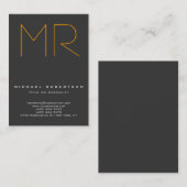 Monogram Gray Chubby Trendy Business Card Visitenkarte (Vorne/Hinten)