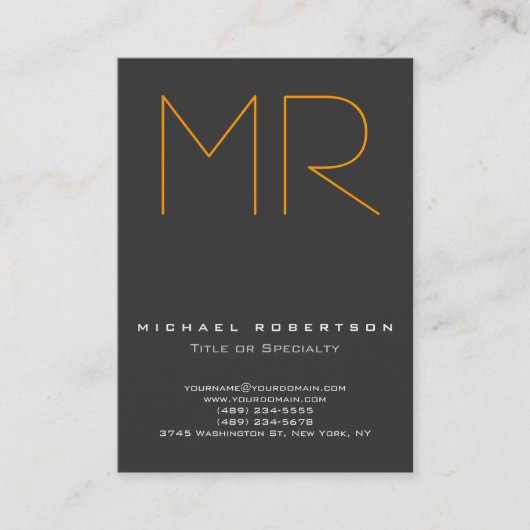 Monogram Gray Chubby Trendy Business Card Visitenkarte (Vorderseite)