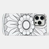 Monogram Gray Modern Daisy Medallion Muster iPhone Hülle (Rückseite (Horizontal))