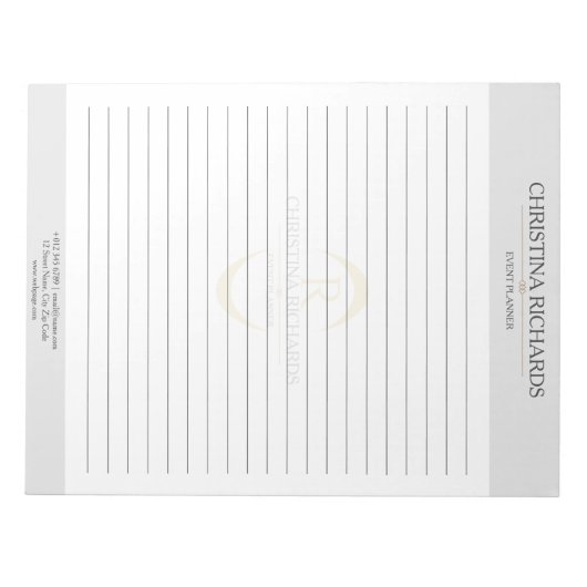 Monogram Gray Modern Eleganed Lined Notizblock (Vorderseite)