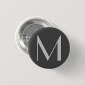 Monogram Gray Modern Fügen Sie Ihren Namen zuerst Button (Vorne & Hinten)