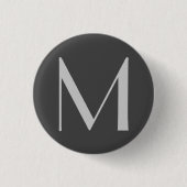 Monogram Gray Modern Fügen Sie Ihren Namen zuerst  Button (Vorderseite)