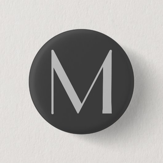 Monogram Gray Modern Fügen Sie Ihren Namen zuerst Button (Vorderseite)
