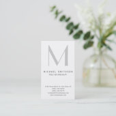 Monogram Gray Modern Simple Business Card Visitenkarte (Stehend Vorderseite)