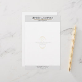 Monogram Gray Modernes Elegantes Business Briefpapier