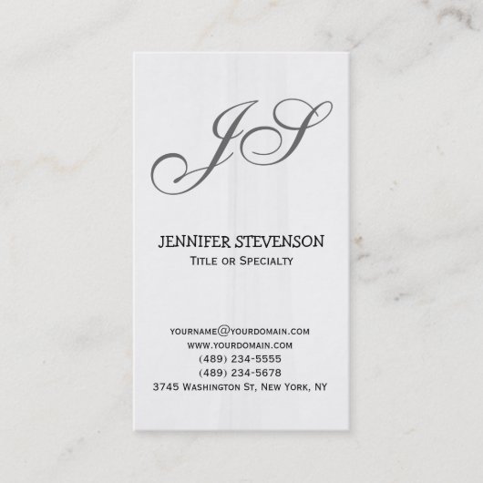 Monogram Gray Muster Consultant Business Card Visitenkarte (Vorderseite)