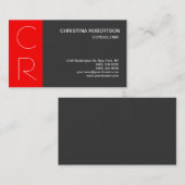 Monogram, Gray Red Strip Business Card Visitenkarte (Vorne/Hinten)