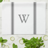 Monogram Gray Strip Personalisiert Küchentuch (Gefaltet)
